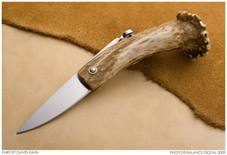 folding knife with antler handle