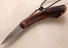 folding knife with antler handle