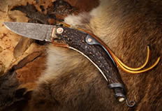 spring-back locking knife with antler handle